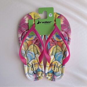 RIDER SMOOTHIE THONG SANDALS TROPICAL FLIP FLOPS DRY ECO FOAM Fuchsia Pink 9